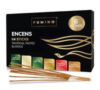 Fumino Encens Baton Lot 6 Boîtes 84 Bâtonnets (90g) Goûts Tropicaux Naturels Frais Faits Main, Senteur Masala Agarbatti Joss pour la Relaxation et la Méditation - Encens Japonais Tierra Zen