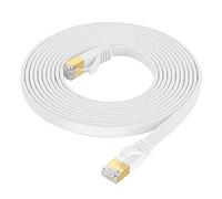 Fumitt Câble Ethernet Cat 8 5M,Câble réseau internet plat Gigabit RJ45 Lan haute vitesse 40Gbps 2000MHz pour Commutateur,Routeur,Modem,Xbox,PS4,boîtier TV(Blanc)
