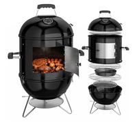 Fumoir 3 en 1- Outsunny - 3 grilles de cuisson, thermomètre intégré, ventilation réglable - acier métal - 62,5x47,5x91cm - noir