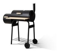 Fumoir au charbon - COOKINGBOX - Deux foyers cylindriques - Acier - Poignées en bois - Cheminée verticale