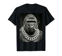 Fumoir Gorille Cool avec chaîne Lourde Illustration drôle T-Shirt