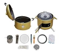 Fumoir Inox Barbecue Charbon Avec Couvercle Fabriqué en Acier Inoxydable Cuisson À 360° Multifonctionnel Design Démontable pour Barbecue De Camping Baril De Barbecue