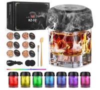Fumoir Whisky, 7 LED Kit Fumoir Cocktail avec 6 Puces de Bois Électrique Fumage Smoker Whiskey USB-C Saturn Smoker à L'ancienne Cadeau pour Hommes Pères Maris Boissons Bourbon Vin Café Fromage