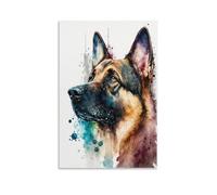 FUmoney Impressions - Impressions d'art murales sur toile de berger allemand coloré | Images abstraites | Encadré et prêt à accrocher pour le salon 20x30 pouces (50x75 cm)