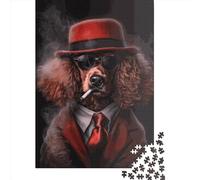 FUmoney Puzzle 1000 pièces en Bois - Puzzle Caniche Rouge pour Adultes - Puzzle créatif - Cadeau d'anniversaire pour Adolescents et Adultes - 1000 pièces (75 x 50 cm)