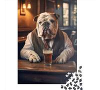 FUmoney Puzzle Bouledogue Anglais 1000 pièces pour Adultes, Famille et Amis, Jouets, Jeux éducatifs, Anti-Stress, Cadeaux de Festivals, 1000 pièces (75 x 50 cm)