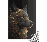 FUmoney Puzzles 1000 pièces Puzzle Loup doré pour Adultes Puzzles 1000 pièces Puzzle 1000 pièces pour Adolescents pour Amis et Cadeaux de Famille 1000 pièces (75x50 cm)