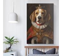 FUmoney Reproduction d'affiche Beagle le roi, peinture décorative sur toile, affiches murales et impression d'art, affiches de chambre familiale modernes 20x30 pouces (50x75cm)