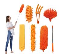 FumyFumy Lot de 7 Plumeaux Télescopiques Longs et Extensibles - Lavables - Avec Manche Télescopique - Extensible Jusqu'à 2,6 m - Pour Toiles d'Araignée