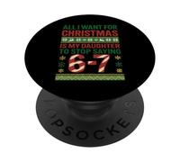 Fun 67 Six Seven Squad Meme Christmas Ugly Sweater Fille PopSockets PopGrip Adhésif