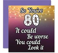 Fun 80th Birthday Cards for Men Woman - Look It - Funny Birthday Card for Dad Mum Great Grandad Grandpa Nanny Grandma Gran Uncle Auntie, 145mm x 145mm Greeting Cards, 80th Birthday Card