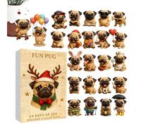 Fun Bulldog Adventt Calendar - 2025 Christmas 24-Day 2D Acrylic Bulldog Christmas Countdown | Fun Pug Ornaments for Trees, Back View Mirror | Decorative Dog Pendants for Tree, Holiday, Dog's Lover