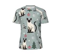 Fun Cat and Tree Print Men Comfort Short Sleeve Fashion Lightweight T-Shirt Gym Running Casual Wear, Noir/blanc, 6XL