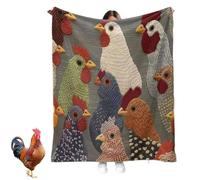 Fun Chicken Head Pattern Plush Blanket, Unique Chicken Head Patterns Farmhouse Printed Blankets, Home Decor Accent for Couch, All Season Warm Blanket for Chicken Lovers (51 * 60in)