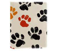 Fun Color Couverture de livre remplaçable en cuir PU réutilisable Motif empreintes de pattes de chien Convient pour les ordinateurs portables de 148 x 210 mm