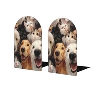 Fun Community Of Cats and Dogs Serre-livres pour étagères 2 pièces en bois pour la maison, le bureau, les bibliothèques