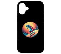 Fun Dinosaur Skateboarder Skater Design Coque pour iPhone 16 Plus
