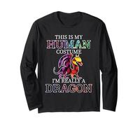 Fun Dragons Humour This is My Human Costume Halloween Dragon Manche Longue