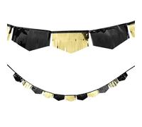 Fun Express Bannière décorative à suspendre en plastique Noir/doré 2,7 m
