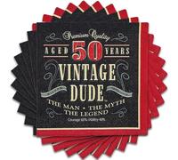 Fun Express - Lot de 16 serviettes de table vintage « 50th Dude » pour anniversaire - Fournitures de fête - Vaisselle sous licence - Serviettes sous licence - Anniversaire - 16 pièces