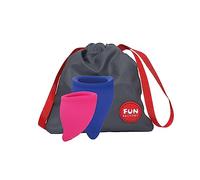 Fun Factory FUN CUP EXPLORE KIT | Accessoire | Deux coupes menstruelles | Cadeau pour elle | grand et petit | en silicone | avec une pochette (Rose/Bleu) | Pour elle et lui