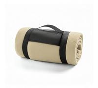 FUN FAN LINE - Couverture Polaire Douce pour Canapé et Voyage (130x160 cm) | Couvre-lit Thermique Anti-Pilling avec Poignée de Transport | Couverture Épaisse Hiver et Camping pour Extérieur (Beige)