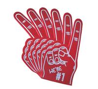 FUN FAN LINE - Main en mousse avec doigt pour les fêtes et les événements sportifs. Gants unicolores de divertissement pour adultes et enfants. (22cm x 40cm) (Rouge, 6 unités)