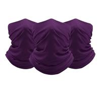 FUN FAN LINE - Pack de 3 Cache-cols Multifonctions pour Homme et Femme | Bandana Tubulaire Thermique Hiver pour Moto, Cyclisme, Course et Randonnée | Foulard Bandeau (Violet)