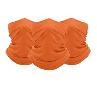 FUN FAN LINE - Pack de 3 Cache-cols Multifonctions pour Homme et Femme | Bandana Tubulaire Thermique Hiver pour Moto, Cyclisme, Course et Randonnée | Foulard Bandeau (Orange)