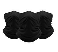 FUN FAN LINE - Pack de 3 Cache-cols Multifonctions pour Homme et Femme | Bandana Tubulaire Thermique Hiver pour Moto, Cyclisme, Course et Randonnée | Foulard Bandeau (Noir)