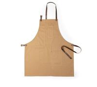 FUN FAN LINE - Tablier de cuisine 100% coton avec poches à coutures renforcées et bretelles en cuir réglables au cou et à la taille.