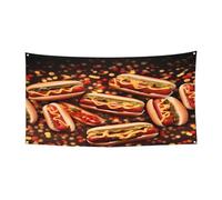 Fun Food Hot Dogs - Bannière personnalisable pour événements - Décoration extérieure/intérieure avec œillets métalliques pour festivals et fêtes