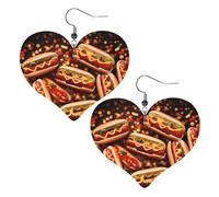 Fun Food Hot Dogs Boucles d'oreilles en cuir en forme d'amour, tendance et polyvalentes, hypoallergéniques, taille unique