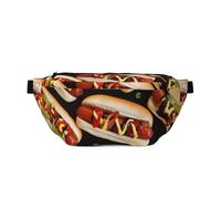 Fun Food Hot Dogs Sac banane réglable léger pour la marche, le cyclisme, la randonnée, les voyages, Noir , Taille unique, Sac à dos décontracté