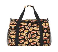 Fun Food Hot Dogs Sac de voyage à la main - Grand sac fourre-tout réutilisable, parfait pour les activités de plein air, le sport, le camping et les courses, noir, One Size