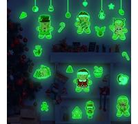 Fun For Kids Ensemble d'autocollants muraux phosphorescents en PVC pour enfants avec motifs Père Noël, bonshommes de neige, cookies hommes, adaptés pour les murs et les portes