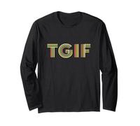 Fun Friday TGIF Typographie à Rayures rétro pour Homme et Femme Manche Longue