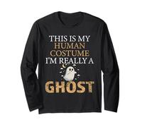Fun Ghosts Humour This is My Human Costume Halloween Fantôme Manche Longue
