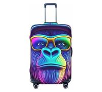 Fun Gorilla Dj Neon Housse de protection élastique pour valise, motif imprimé, anti-rayures, Noir , M