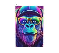 Fun Gorilla Dj Serviette de golf en microfibre fluo pour homme et femme, grande serviette de golf en tissu gaufré, lavable en machine