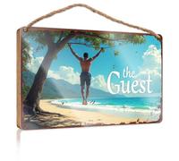 Fun Home Decor Relaxing On The Beach : The Guest'S Escape Panneau en bois Décorations d'automne pour la maison de ferme Man Cave Furni (15 x 28 cm)