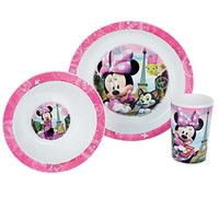 FUN HOUSE 005471 Disney Minnie Ensemble Repas Contenant 1 Assiette, 1 Bol et 1 Verre pour Enfant Polypropylène Rose 26.5x8.5x24.5 cm