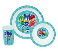 FUN HOUSE 005559 Pyjamasques Ensemble Repas Contenant 1 Assiette, 1 Bol et 1 Verre pour Enfant Polypropylène Blanc 26.5x8.5x24.5 cm