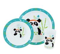 FUN HOUSE 005672 Indian Panda Ensemble Repas Micro-ondable Comprenant 1 Assiette, 1 Bol et 1 Verre pour Enfant