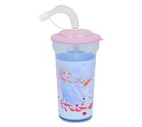 FUN HOUSE 005773 REINE DES NEIGES Gobelet/Verre ELSA ANNA avec paille, Clair