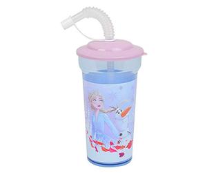 FUN HOUSE 005773 REINE DES NEIGES Gobelet/Verre ELSA ANNA avec paille, Clair