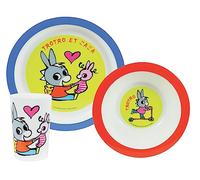 FUN HOUSE 005802 TROTRO Ensemble Repas composé d'une Assiette, d'un Bol et d'un Verre pour Enfant