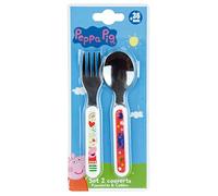 FUN HOUSE 006108 PEPPA PIG ENSEMBLE DE COUVERTS COMPRENANT UNE FOURCHETTE ET UNE CUILLERE POUR ENFANT H.13,5 X L.3 CM
