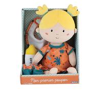 FUN HOUSE 024265 Mon Premier Poupon A Habiller Poupee DE Chiffon +/- 30 CM avec 4 Accessoires (Vetement, Chaussons, BIBERON ET Bavoir)