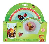 Fun House 05614 DROLES DE PETITES BETES Ensemble Repas Composé d'une Assiette, d'un Bol et d'un Verre pour Enfant